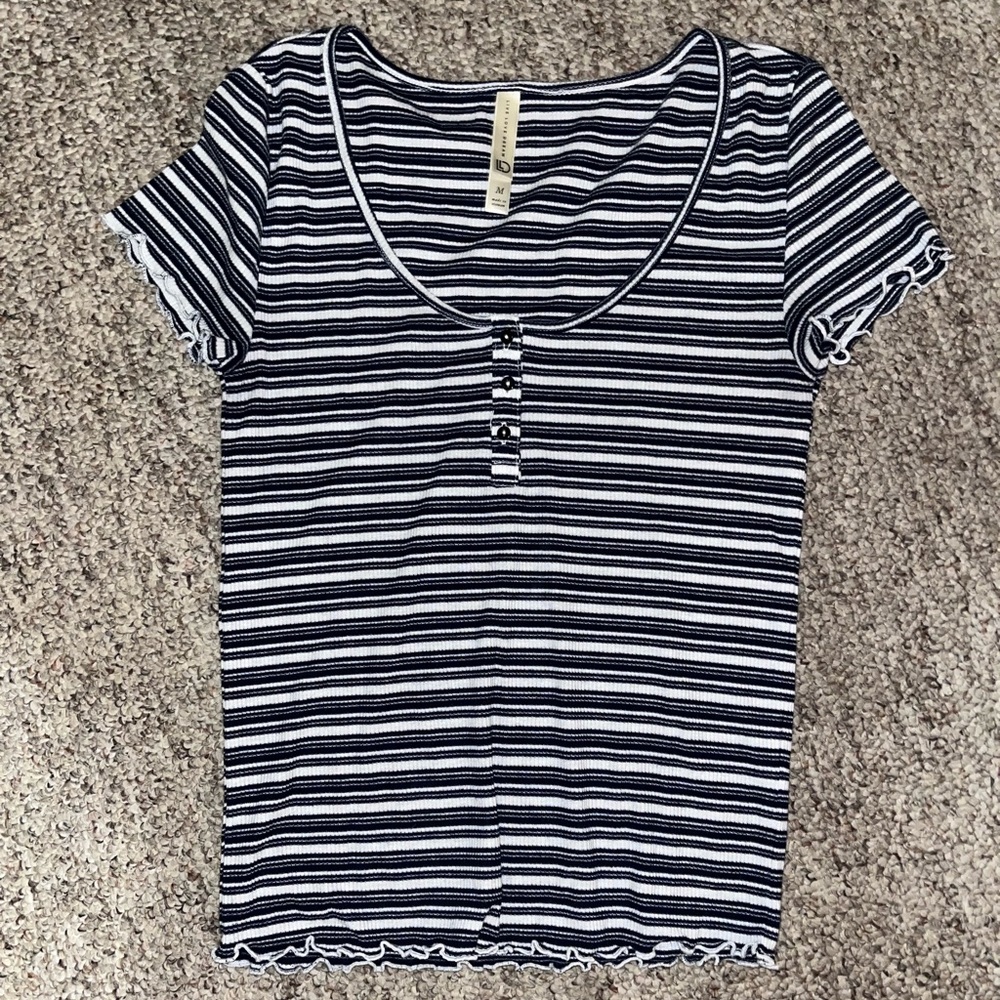 Navy Blue Striped Tee Shirt